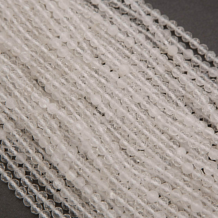 Clear Quartz · Microfaceted · Round · 2mm, 3mm, 4mm, Tejas Beads, Beads