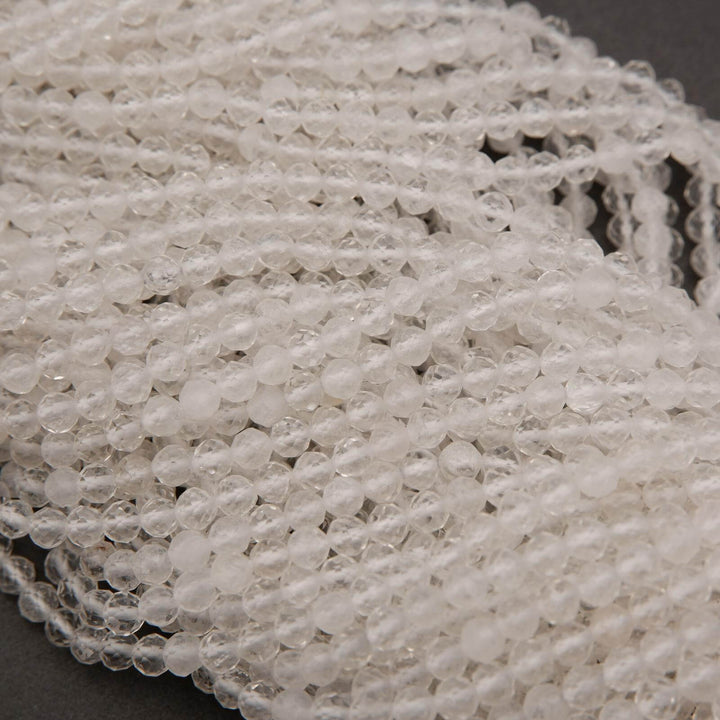 Clear Quartz · Microfaceted · Round · 2mm, 3mm, 4mm, Tejas Beads, Beads