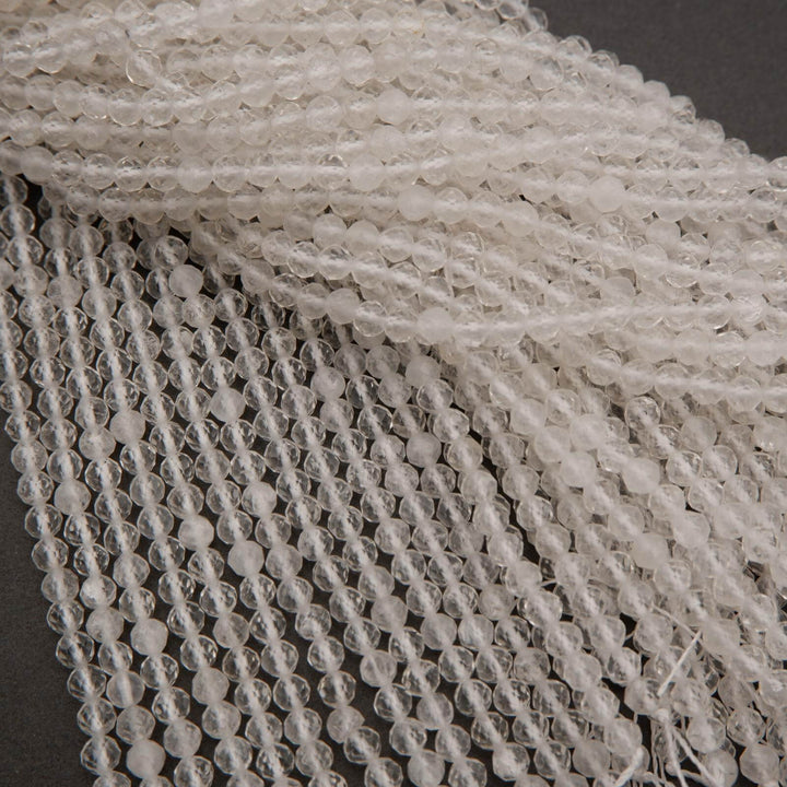 Clear Quartz · Microfaceted · Round · 2mm, 3mm, 4mm, Tejas Beads, Beads