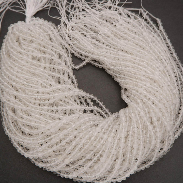 Clear Quartz · Microfaceted · Round · 2mm, 3mm, 4mm, Tejas Beads, Beads
