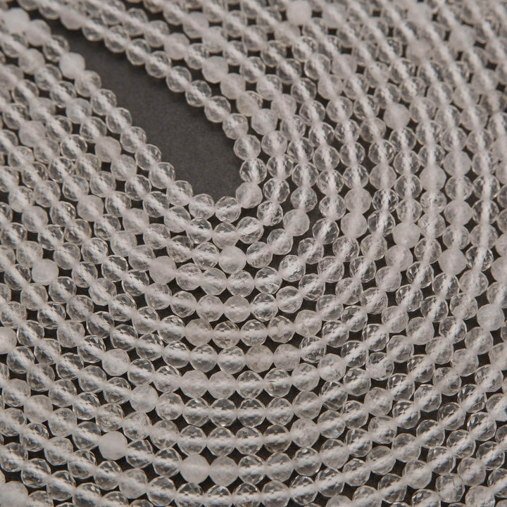 Clear Quartz · Microfaceted · Round · 2mm, 3mm, 4mm, Tejas Beads, Beads
