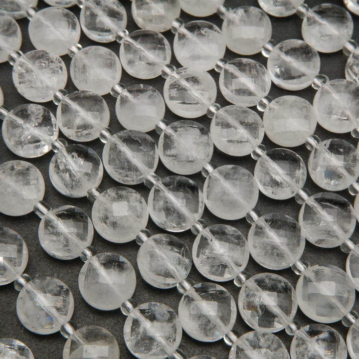 Translucent coin shape beads.