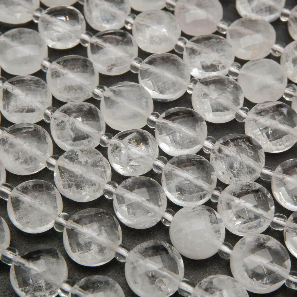 Translucent coin shape beads.