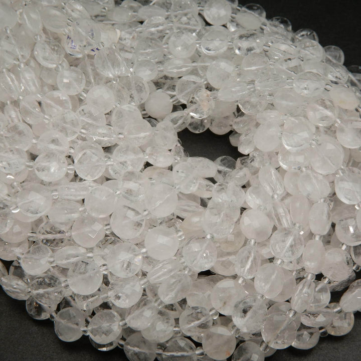 Translucent coin shape beads.