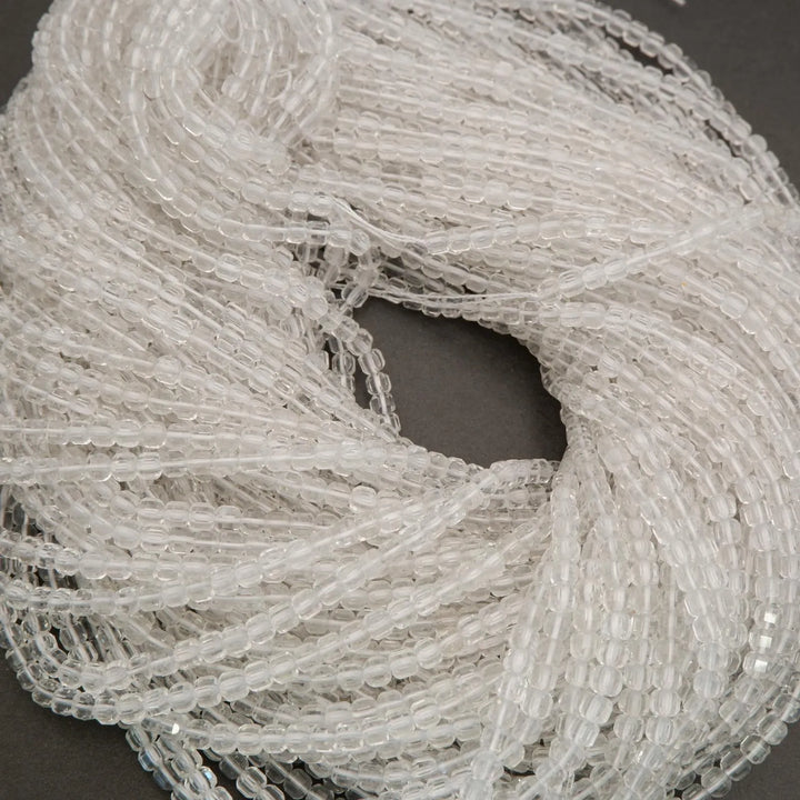 Clear Quartz · Microfaceted · Cube · 4mm, Tejas Beads, Beads
