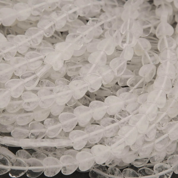 Close-up of clear quartz beads on a string