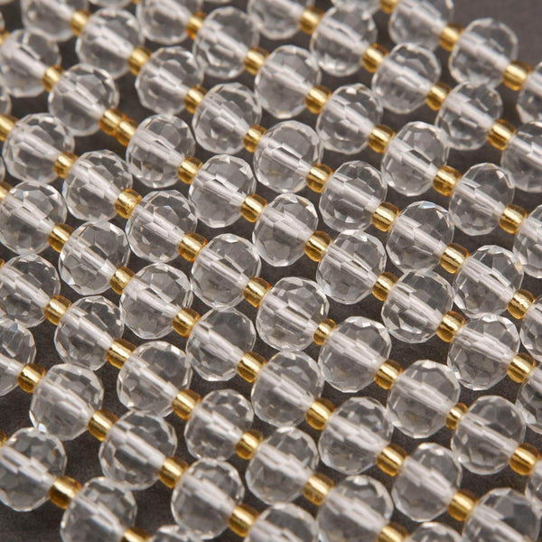 Clear Quartz · Faceted · Rondelle · 6x8mm, Tejas Beads, Beads