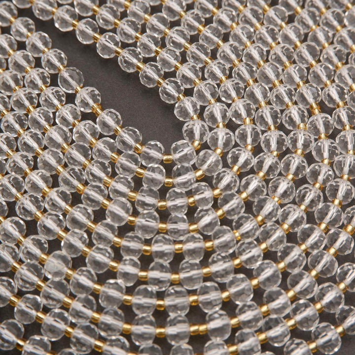Clear Quartz · Faceted · Rondelle · 6x8mm, Tejas Beads, Beads