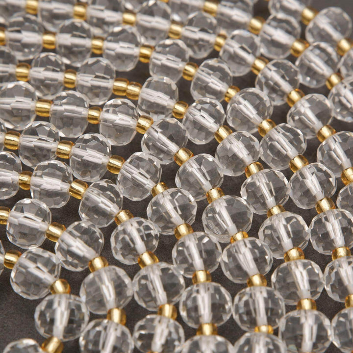 Clear Quartz · Faceted · Rondelle · 6x8mm, Tejas Beads, Beads