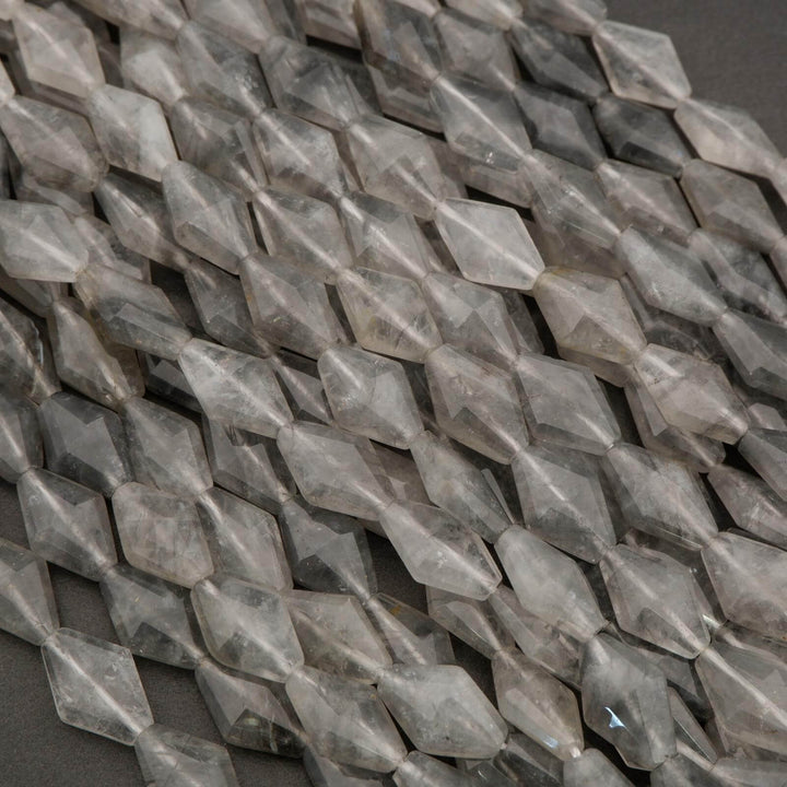 Cloudy Quartz · Faceted · Diamond · 12x19mm, Tejas Beads, Beads
