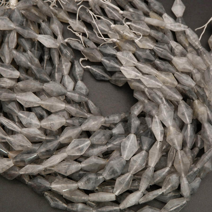 Cloudy Quartz · Faceted · Diamond · 12x19mm, Tejas Beads, Beads