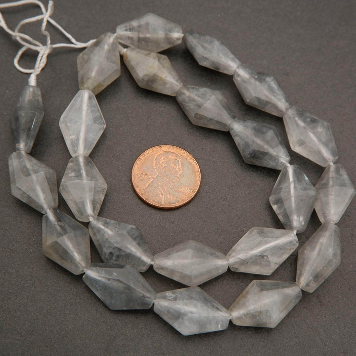 Cloudy Quartz · Faceted · Diamond · 12x19mm, Tejas Beads, Beads