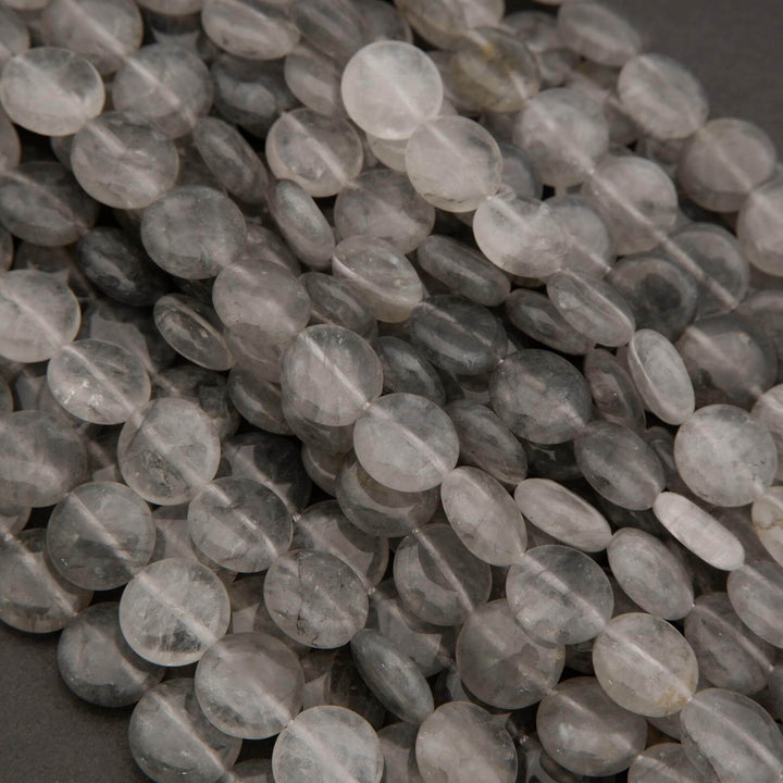 Cloudy Quartz · Smooth · Coin · 12mm, Tejas Beads, Beads