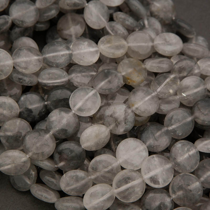Cloudy Quartz · Smooth · Coin · 12mm, Tejas Beads, Beads
