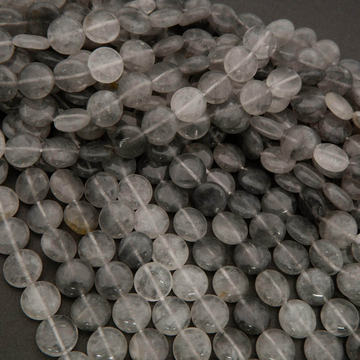 Cloudy Quartz · Smooth · Coin · 12mm, Tejas Beads, Beads