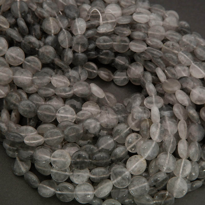 Cloudy Quartz · Smooth · Coin · 12mm, Tejas Beads, Beads
