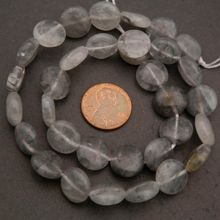 Cloudy Quartz · Smooth · Coin · 12mm, Tejas Beads, Beads