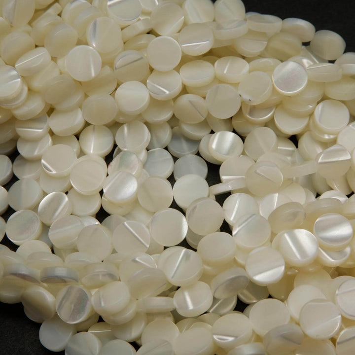 Coin shape mother of pearl beads.