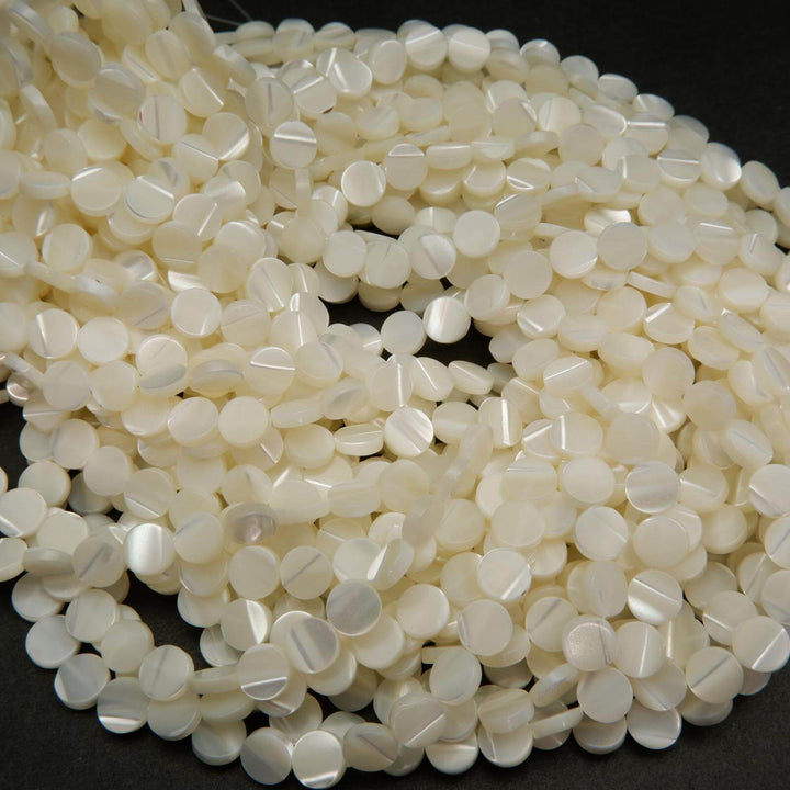 Coin shape mother of pearl beads.