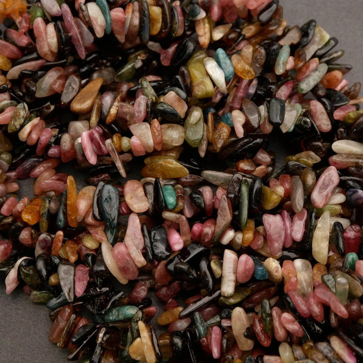Close-up of multicolored stones on a gray background