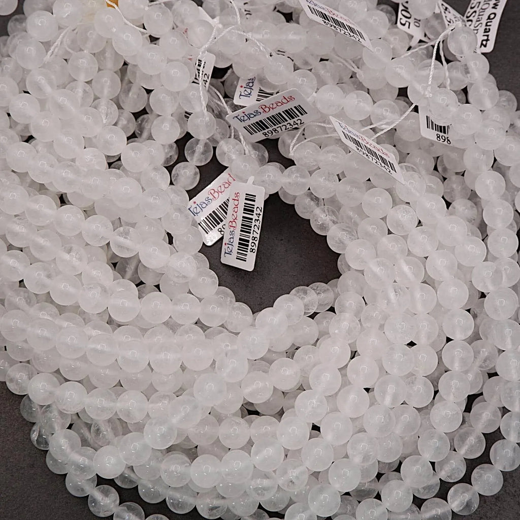 Polished white milky quartz beads for bracelet and necklace making