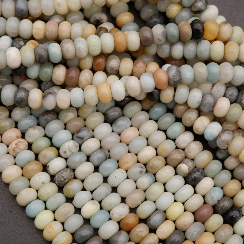 Close-up of multicolored beads in various shades.