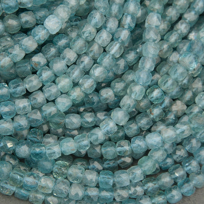 Blue Green Apatite · Microfaceted · Cube · 4mm