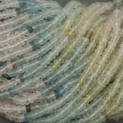 Beryl (Aquamarine & Morganite) · Ombre · Microfaceted · Rondelle · 3.5mm, 4mm
