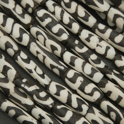 African Batik Bone · Smooth · Irregular Elongate Tube · 9mm