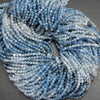 Microfaceted blue aquamarine beads.