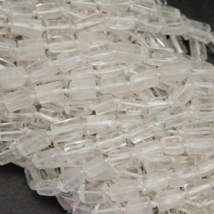 Freeform tube clear quartz beads.