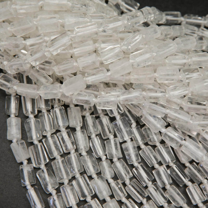 Freeform tube clear quartz beads.