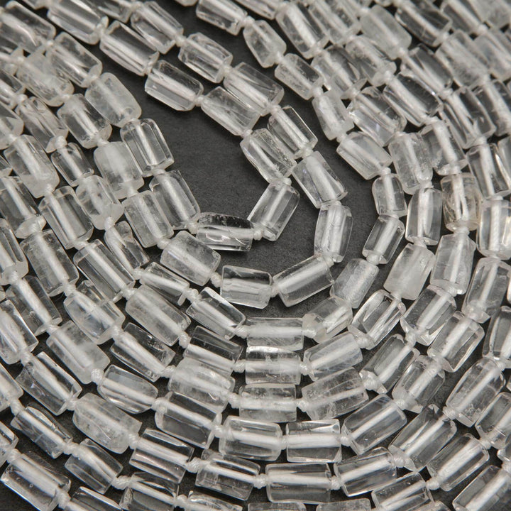 Freeform tube clear quartz beads.