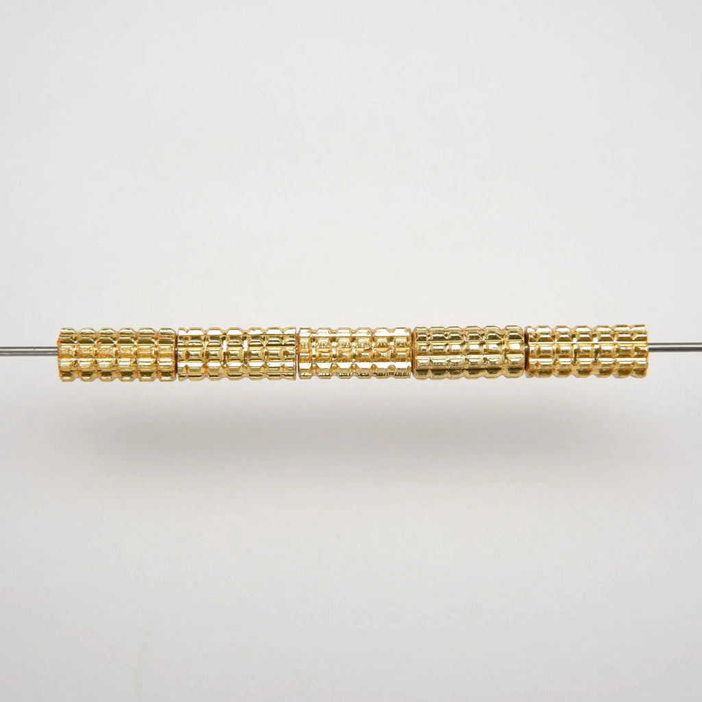 Knurled Tube · Gold Finished Brass · 3x5mm, 3x7mm, Finding, Tejas Beads
