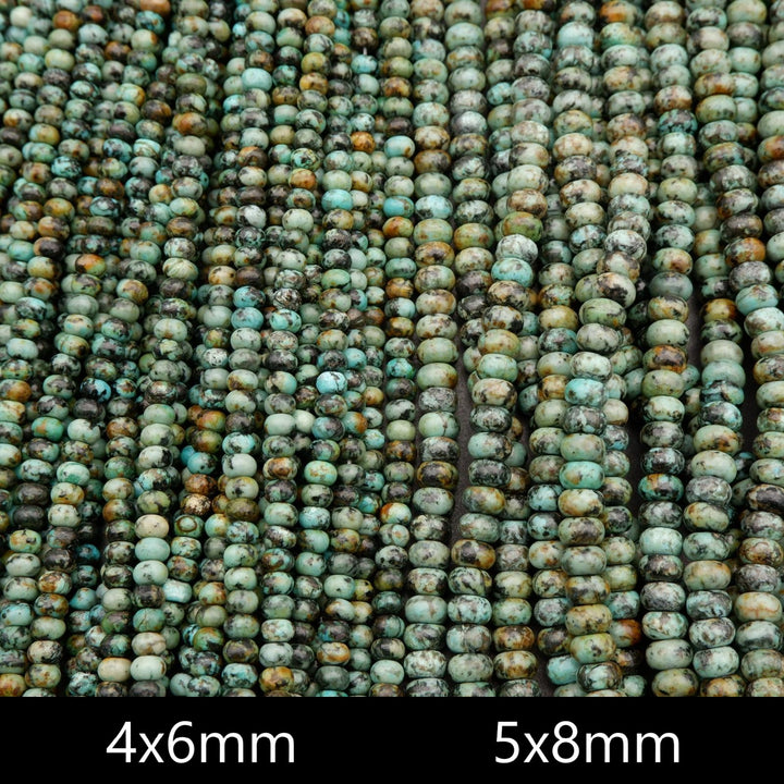 African Turquoise · Smooth · Rondelle · 6mm, 8mm, Tejas Beads, Beads