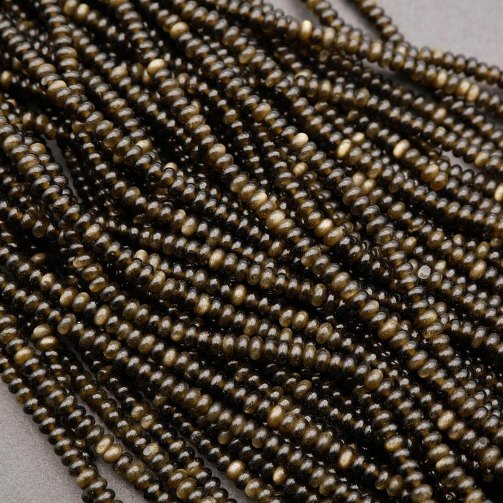 Golden Obsidian · Smooth · Rondelle · 2x4mm, Tejas Beads, Beads
