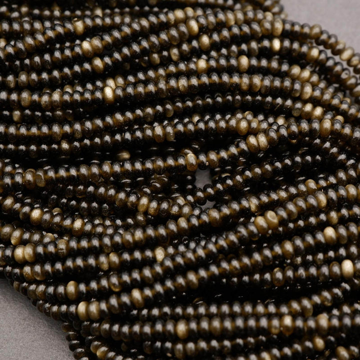 Golden Obsidian · Smooth · Rondelle · 2x4mm, Tejas Beads, Beads