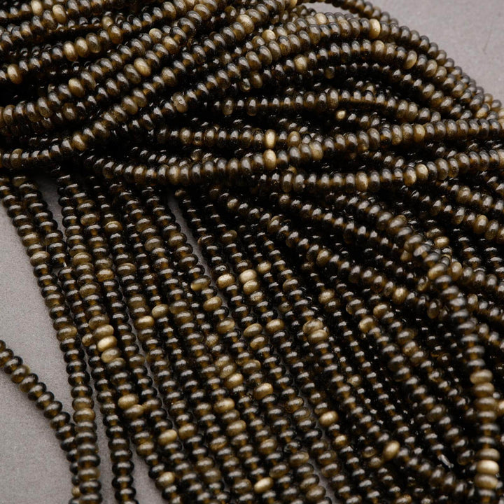 Golden Obsidian · Smooth · Rondelle · 2x4mm, Tejas Beads, Beads