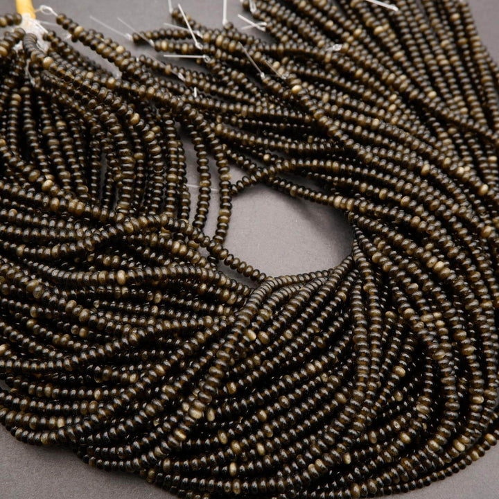 Golden Obsidian · Smooth · Rondelle · 2x4mm, Tejas Beads, Beads