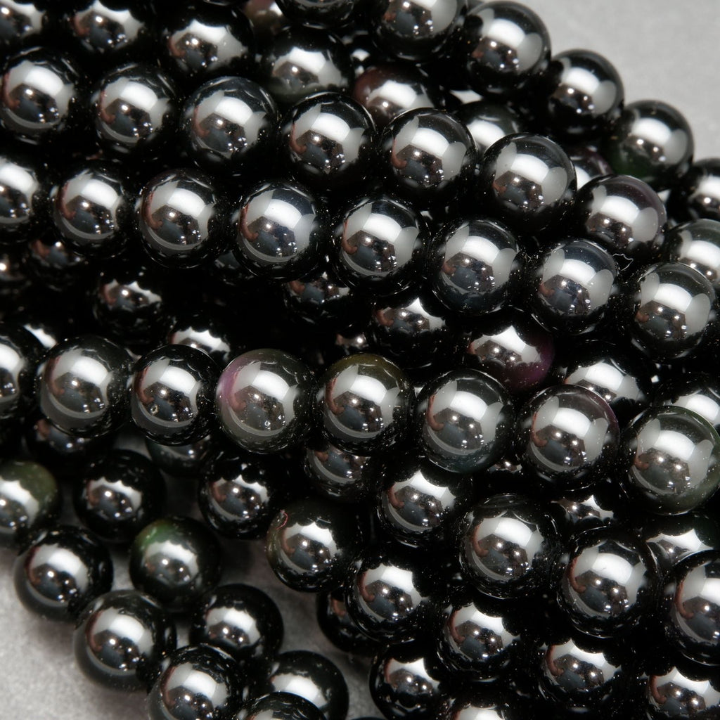 Rainbow obsidian beads.