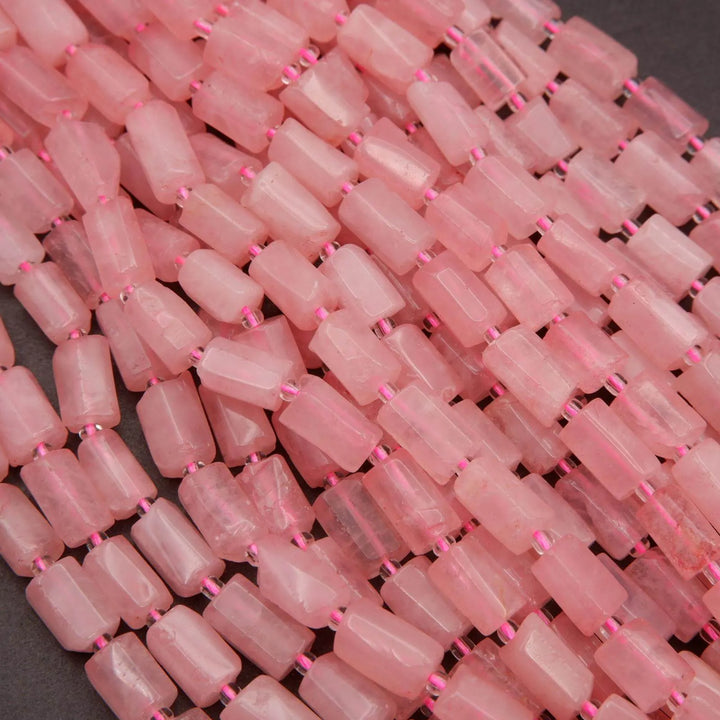 Rose Quartz (alt) · Smooth · Freeform Tube · 7.5mm, Tejas Beads, Beads