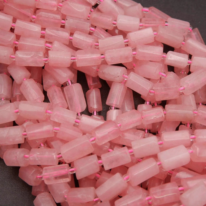 Rose Quartz (alt) · Smooth · Freeform Tube · 7.5mm, Tejas Beads, Beads
