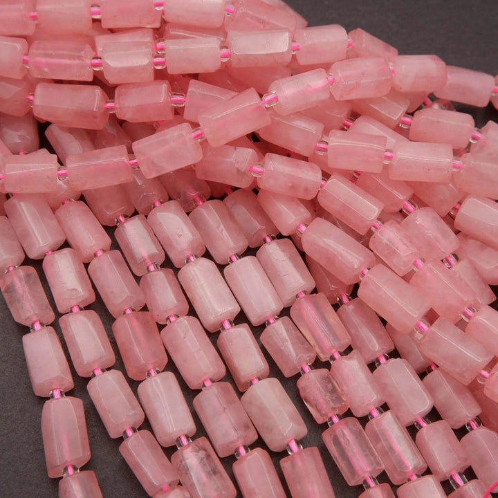 Rose Quartz (alt) · Smooth · Freeform Tube · 7.5mm, Tejas Beads, Beads