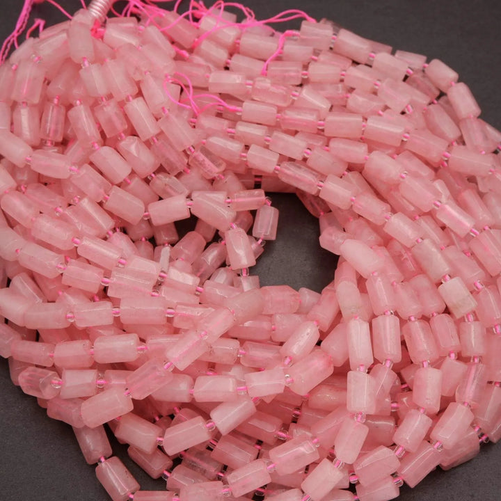 Rose Quartz (alt) · Smooth · Freeform Tube · 7.5mm, Tejas Beads, Beads
