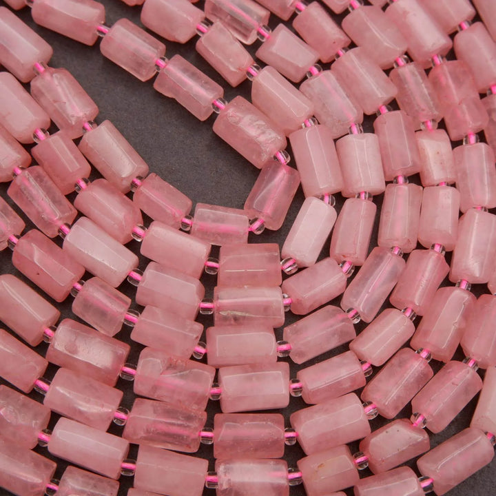 Rose Quartz (alt) · Smooth · Freeform Tube · 7.5mm, Tejas Beads, Beads