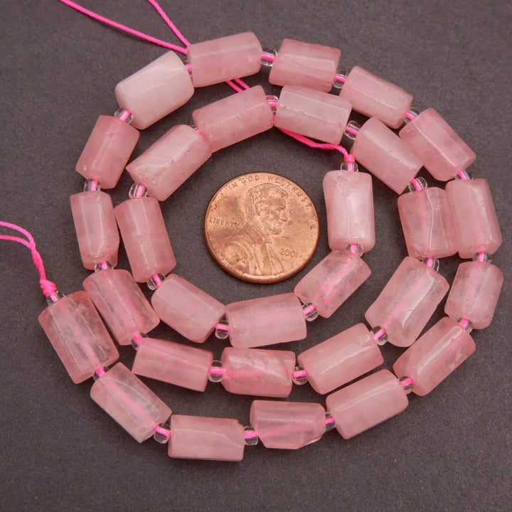 Rose Quartz (alt) · Smooth · Freeform Tube · 7.5mm, Tejas Beads, Beads