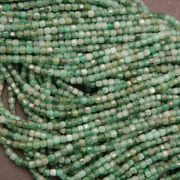 Emerald · Microfaceted · Cube · 2.5mm, Tejas Beads, Beads