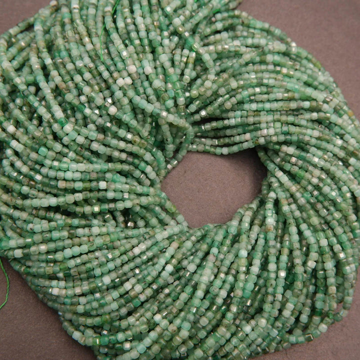 Emerald · Microfaceted · Cube · 2.5mm, Tejas Beads, Beads