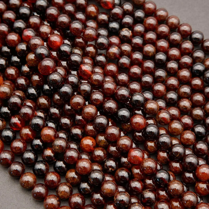 Hessonite Garnet · Smooth · Round · 6mm, 8mm, 10mm, Tejas Beads, Beads