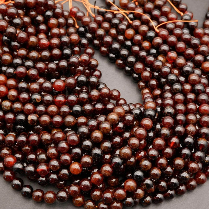 Hessonite Garnet · Smooth · Round · 6mm, 8mm, 10mm, Tejas Beads, Beads